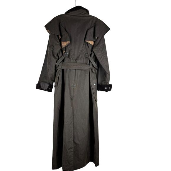 NEW Chloe X Barbour Dany Waxed Long Trench Coat Ruffles Brown Size 12 - Picture 8 of 15